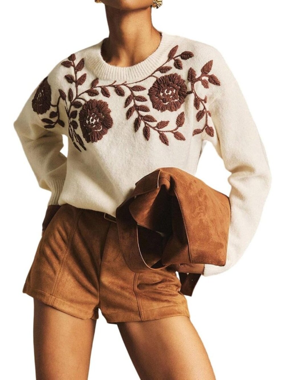 Boho Vintage Floral Embroidery Sweaters for Women | Cozy Fall Outfits